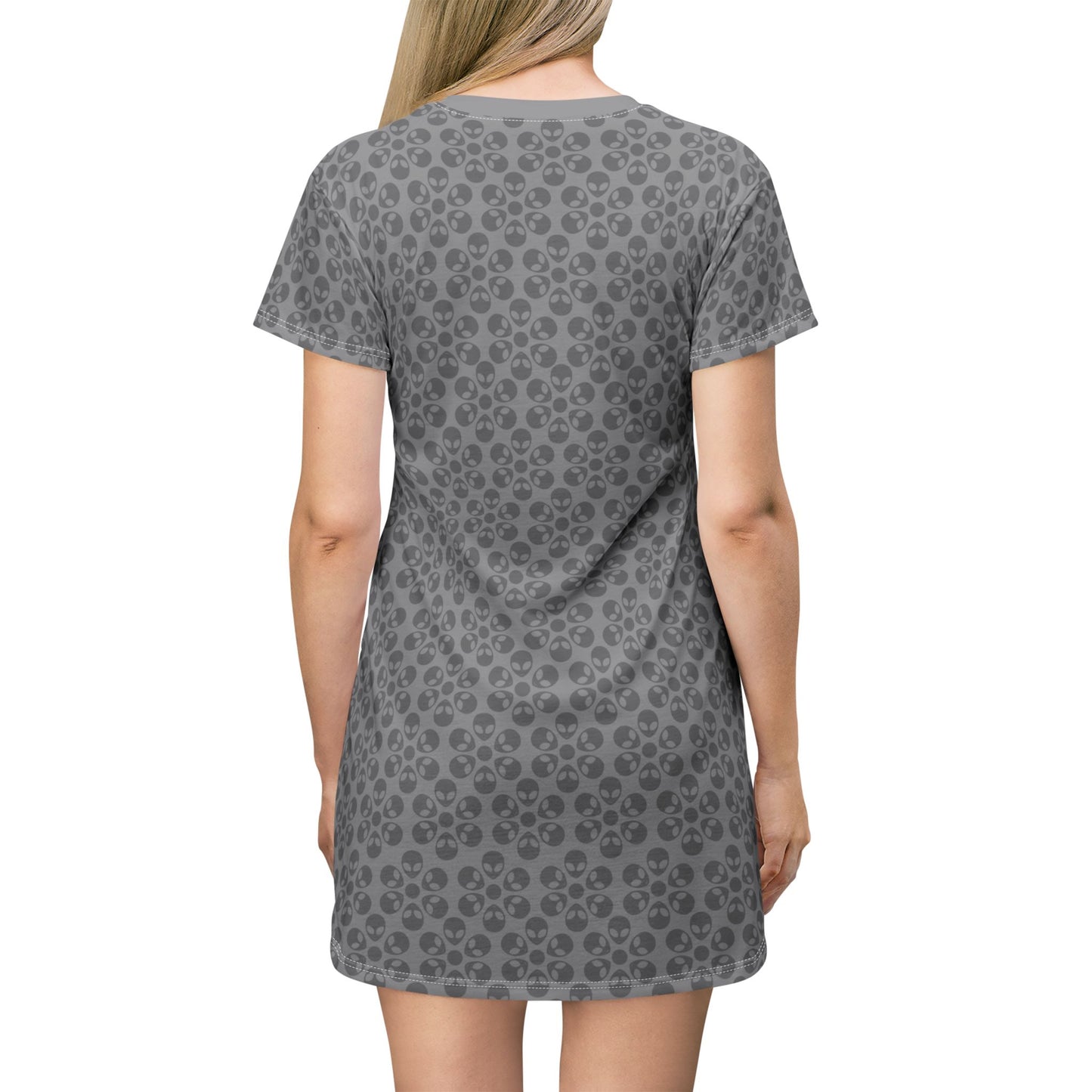 Floral Pattern TShirt Dress Casual Summer Dress Cute Dress for Women Floral Print Dress Trendy Everyday Wear Perfect for Beach Alien Flowers Grey