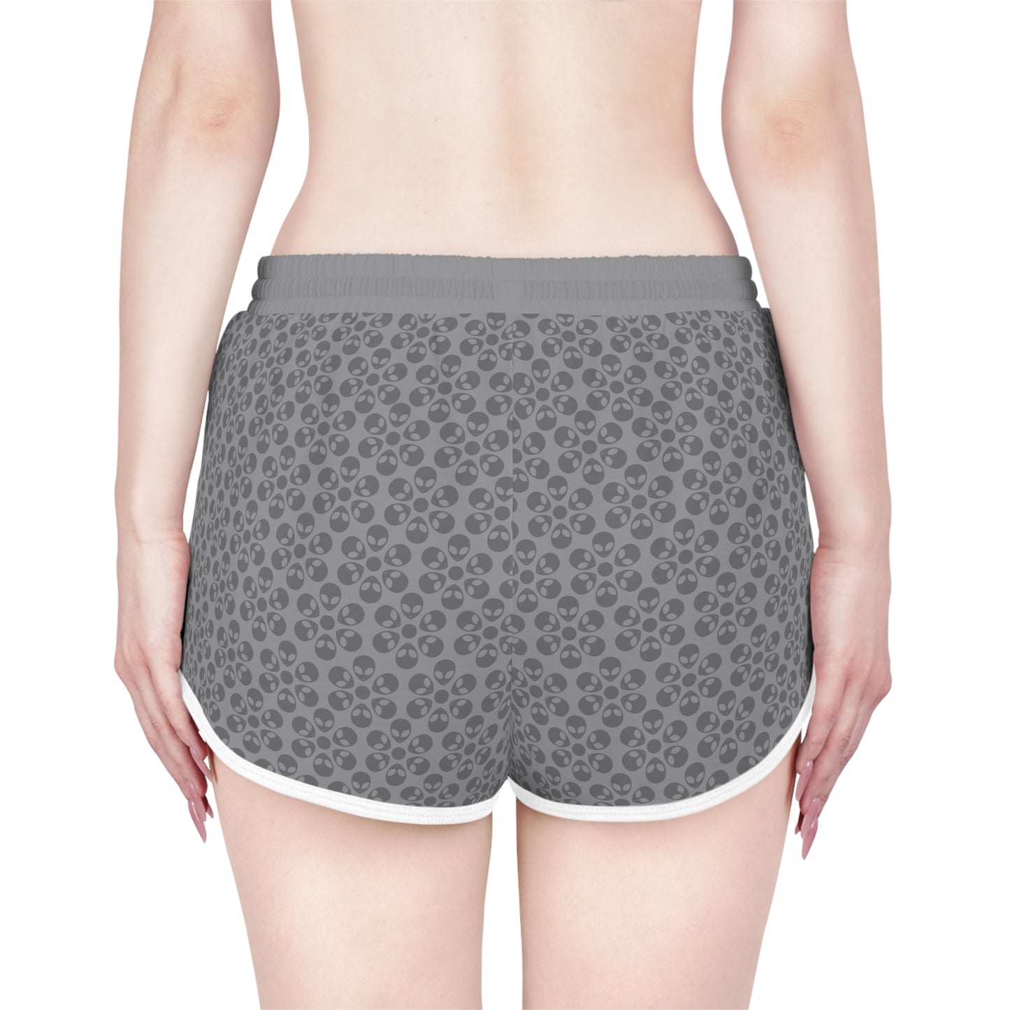 Womens Relaxed Shorts Alien Flowers Grey