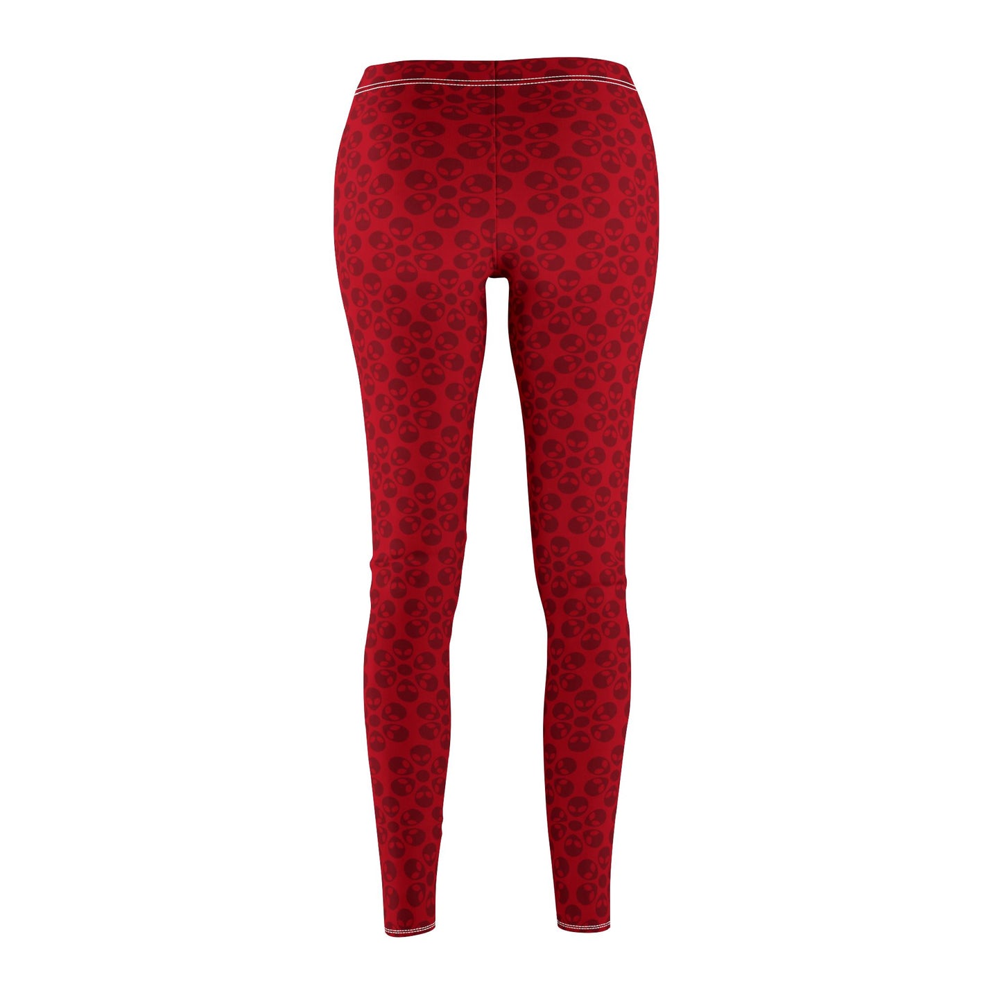 Womens Midrise Casual Leggings Alien Flowers White
