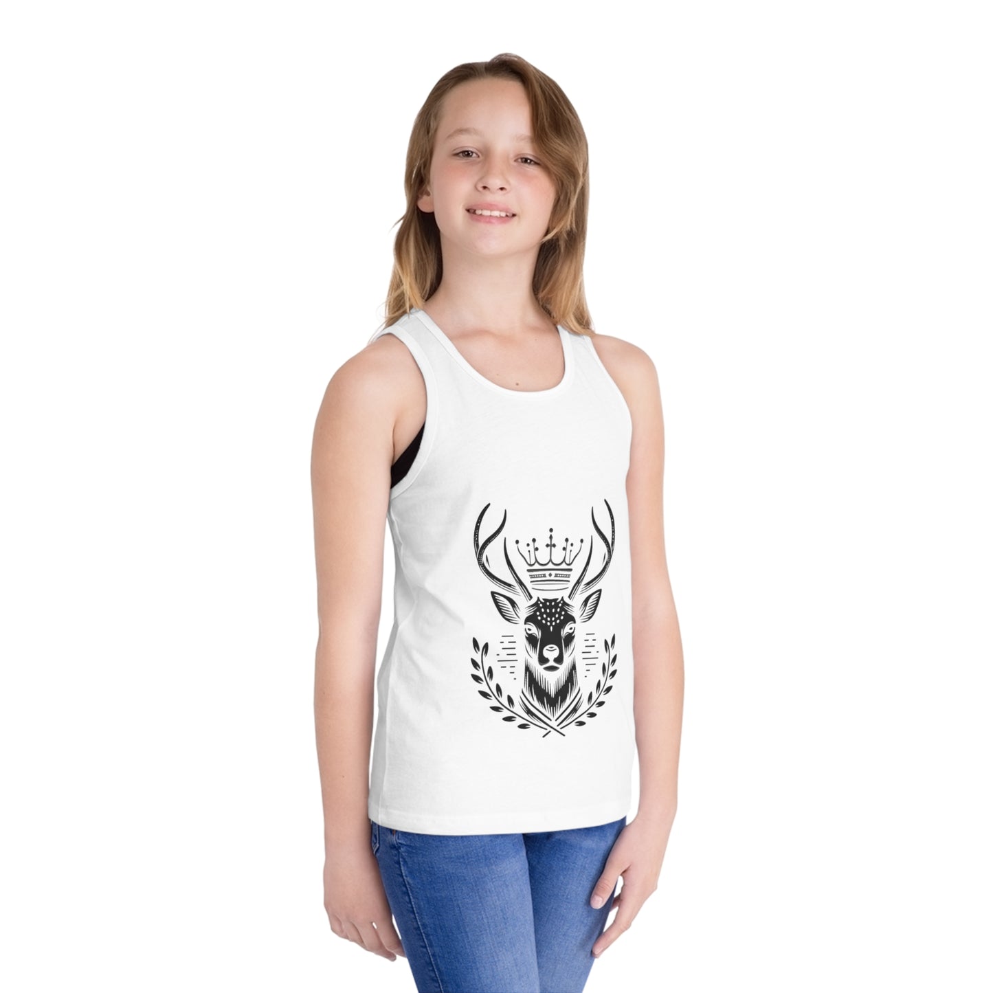Kids' Jersey Tank Top - Majestic Crowned Deer Design - Oh Deer Lord
