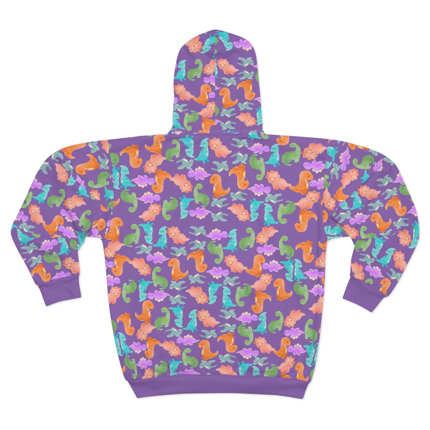 Colorful Dino Unisex Zip Hoodie OceanInspired Hooded Sweatshirt Beach Trip Hoodie Perfect Gift for Marine Life Lovers Rainbow Dinos Light Purple