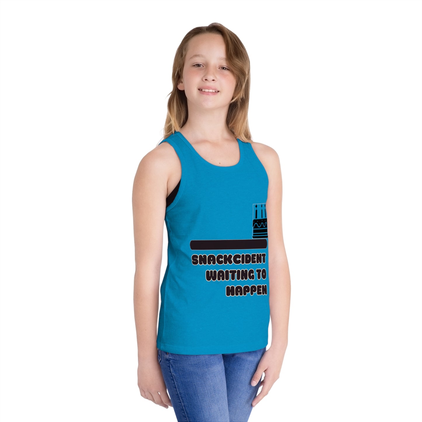 Kids Jersey Tank Top - Fun Snackcident Waiting to Happen Tee, Summer Outfit, Birthday Gift, Casual Playwear, Kids Fashion