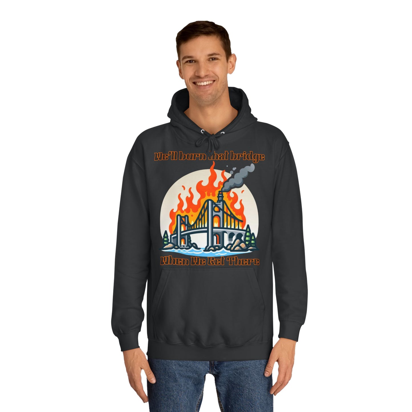 Burning Bridge - Unisex College Hoodie