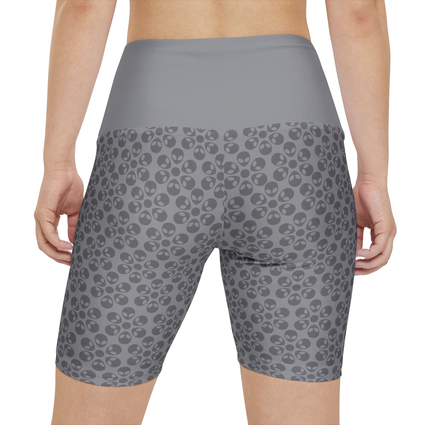 Womens Workout Shorts Alien Flowers Grey
