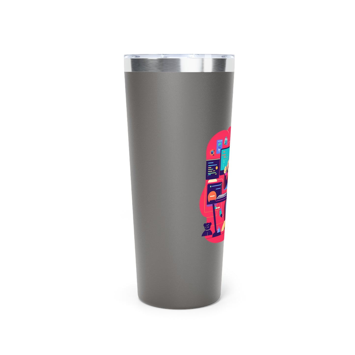 Cute Monkey Gamer Tumbler, 22oz Copper Insulated Drinkware, Perfect for Work & Play, Birthday Gift, Travel Mug, Fun Desk Accessory