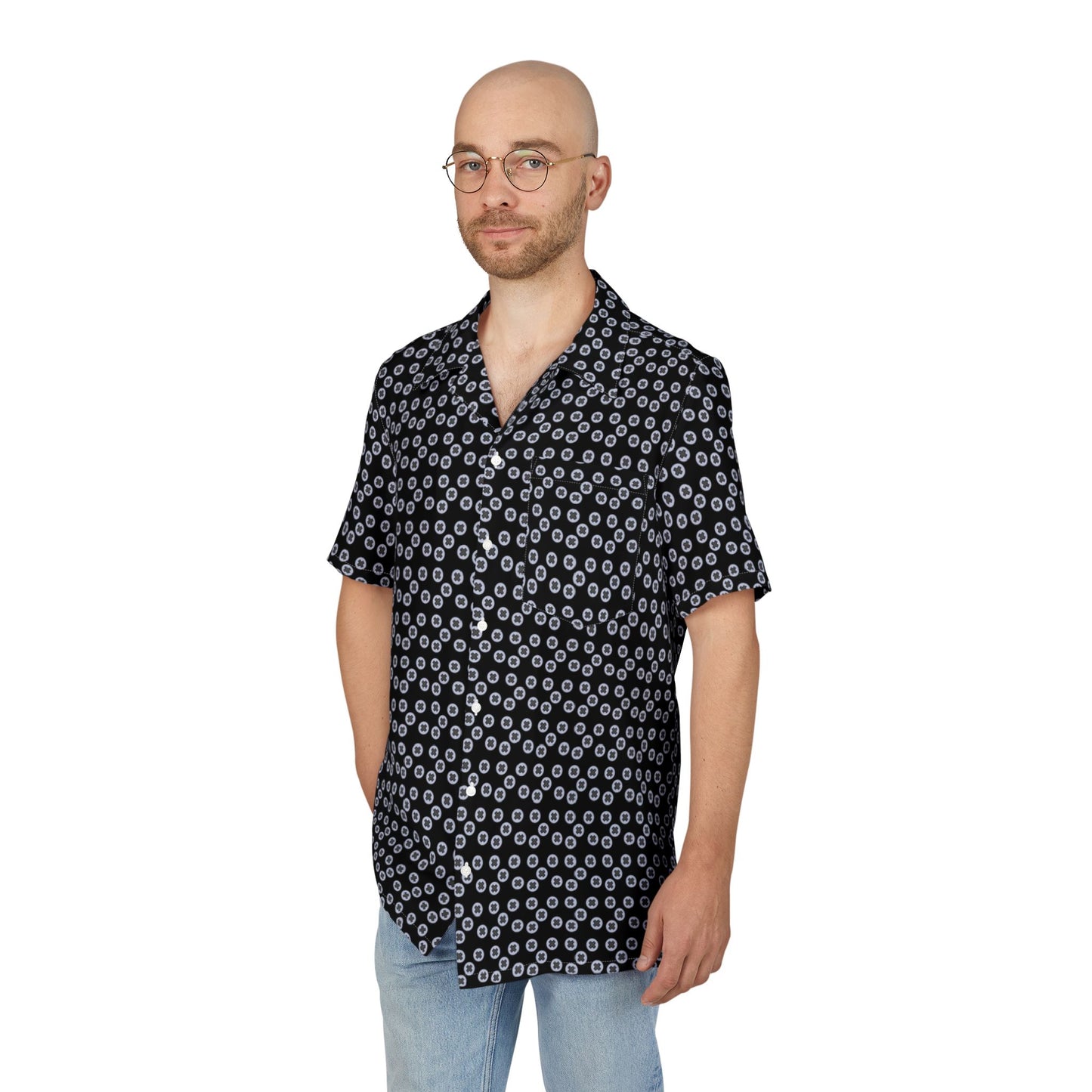 Tropical Hawaiian Shirt - Unisex AOP Button-Down for Summer Fun, Beach Party, Vacation, Casual Wear, Luau - Black