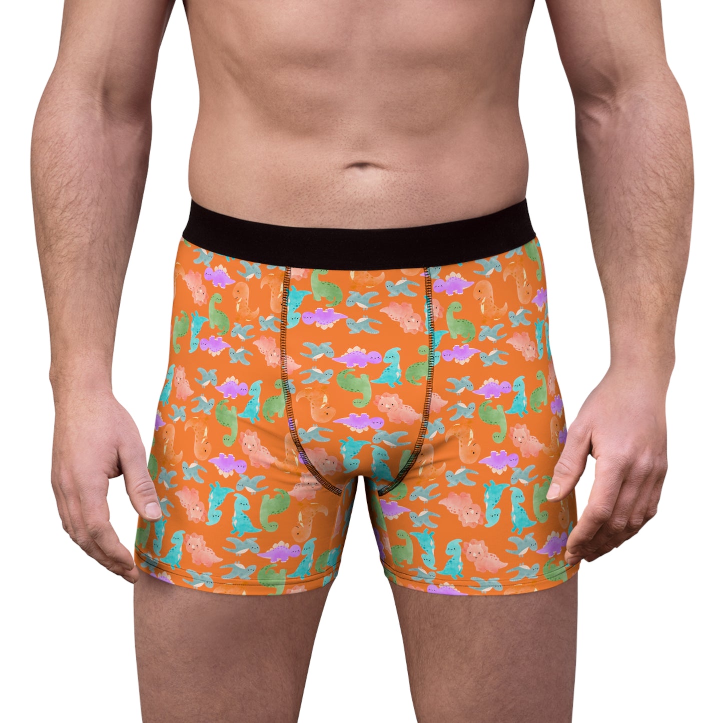 Playful Dino Print Mens Boxer Briefs Fun Underwear Colorful AOP Briefs Gift for Him Beach Vibe Loungewear Rainbow Dinos Crusta