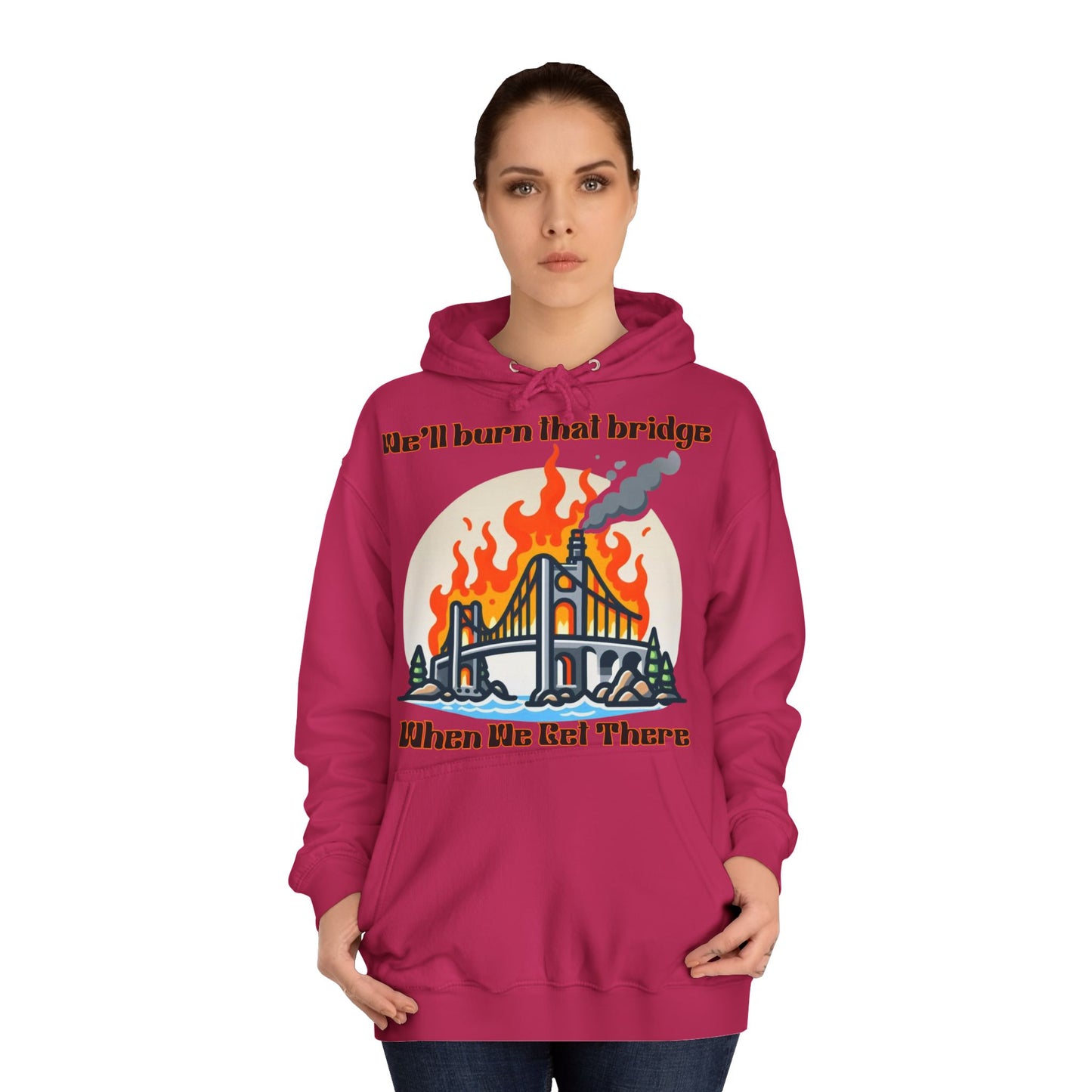 Burning Bridge - Unisex College Hoodie