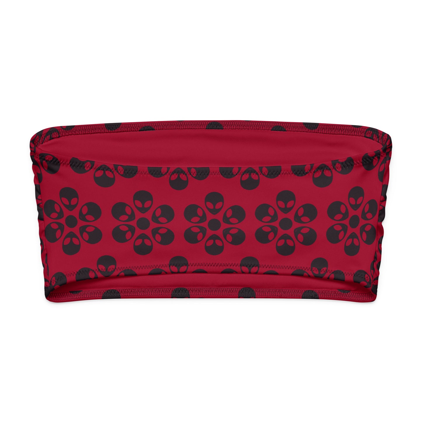 Alien Flowers - Recycled bandeau bikini top - Carmine.