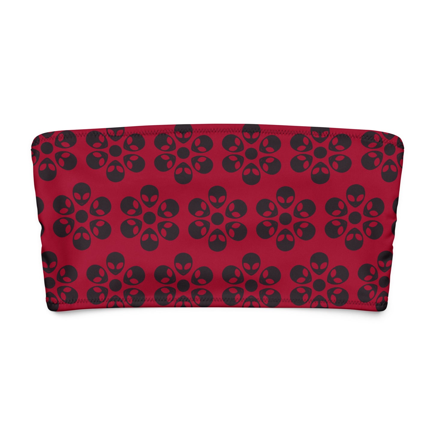 Alien Flowers - Recycled bandeau bikini top - Carmine.