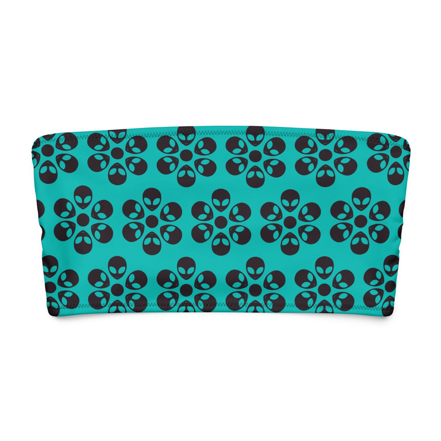 Alien Flowers - Recycled bandeau bikini top - Iris Blue.