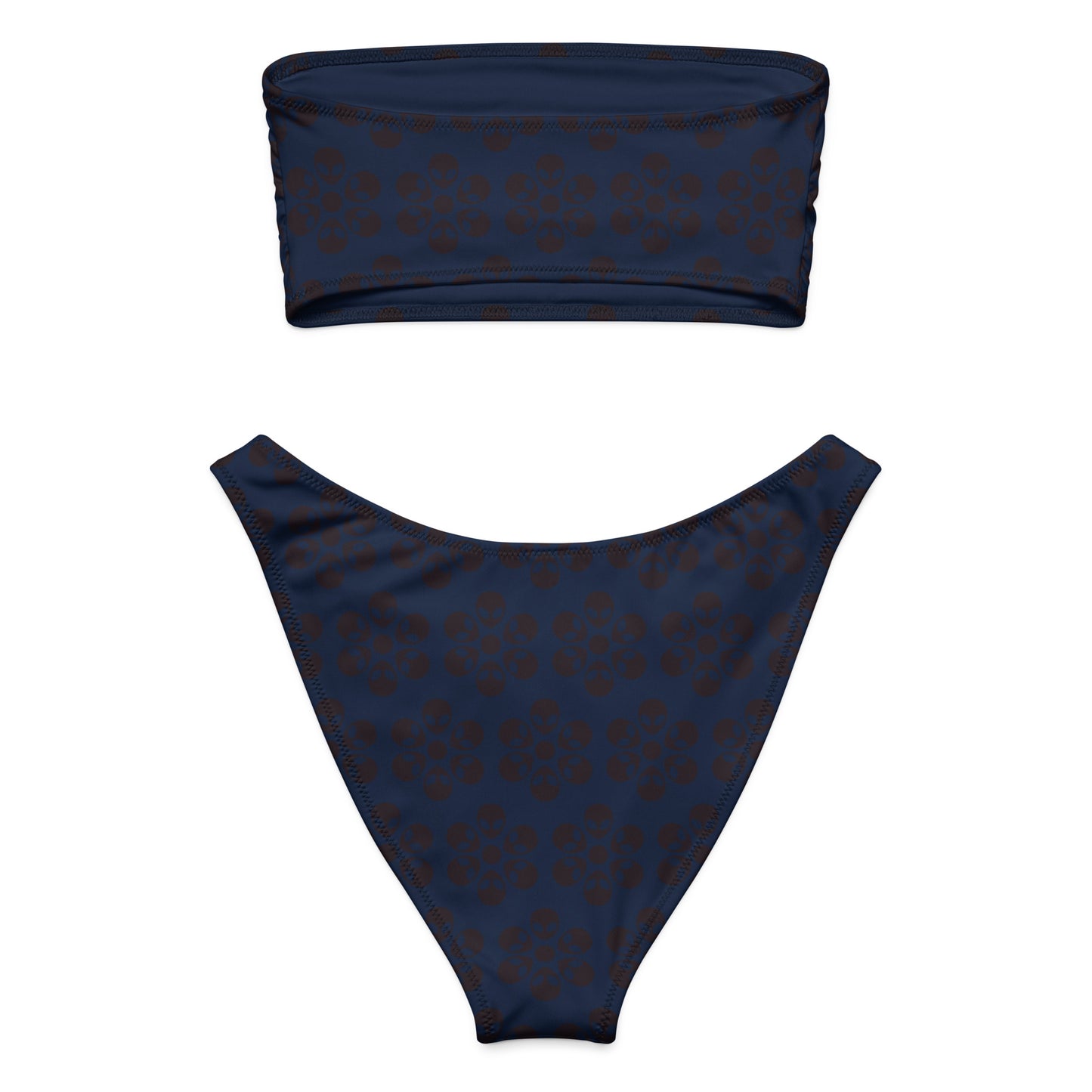 Alien Flowers - Recycled bandeau bikini - Navy.