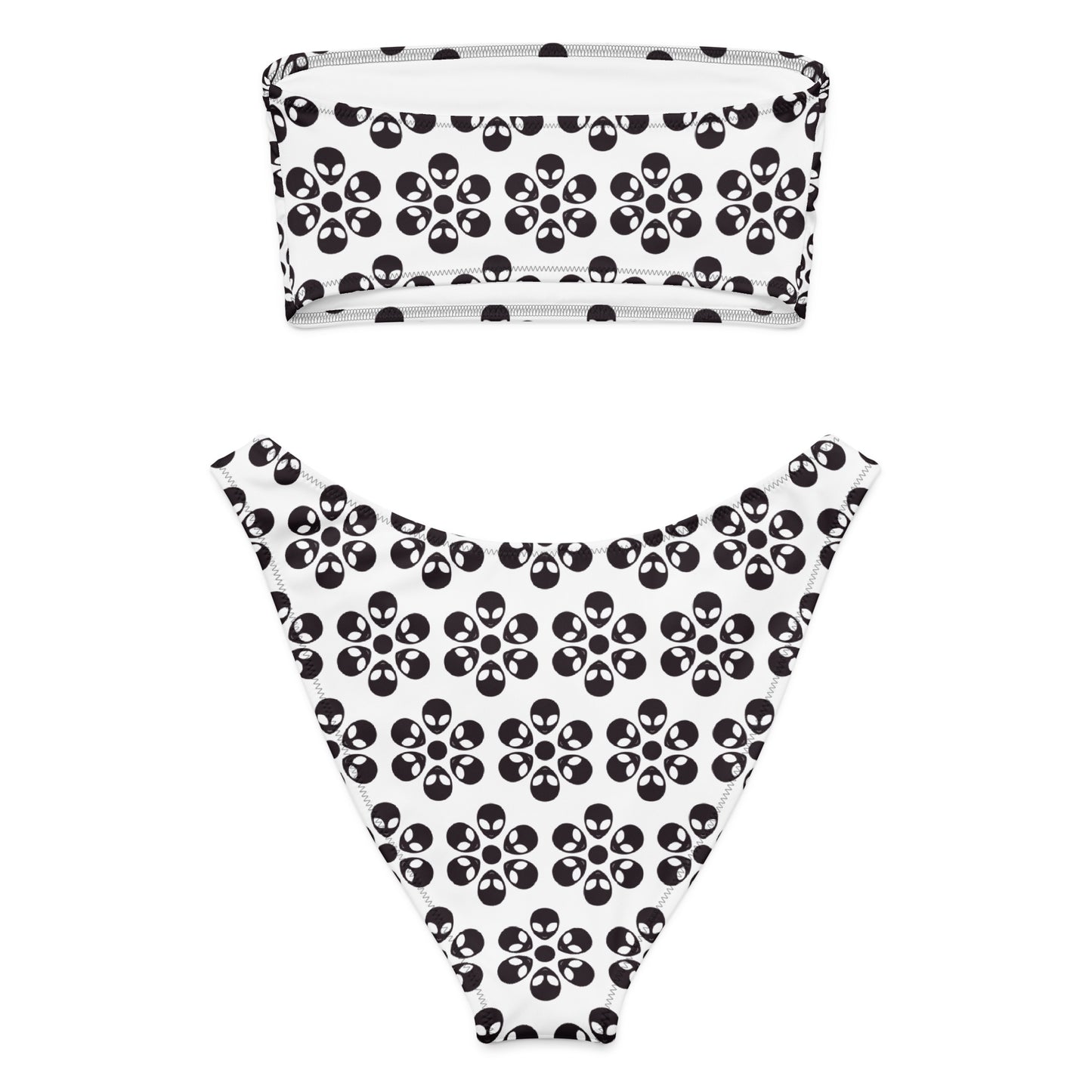 Alien Flowers - Recycled bandeau bikini - White.