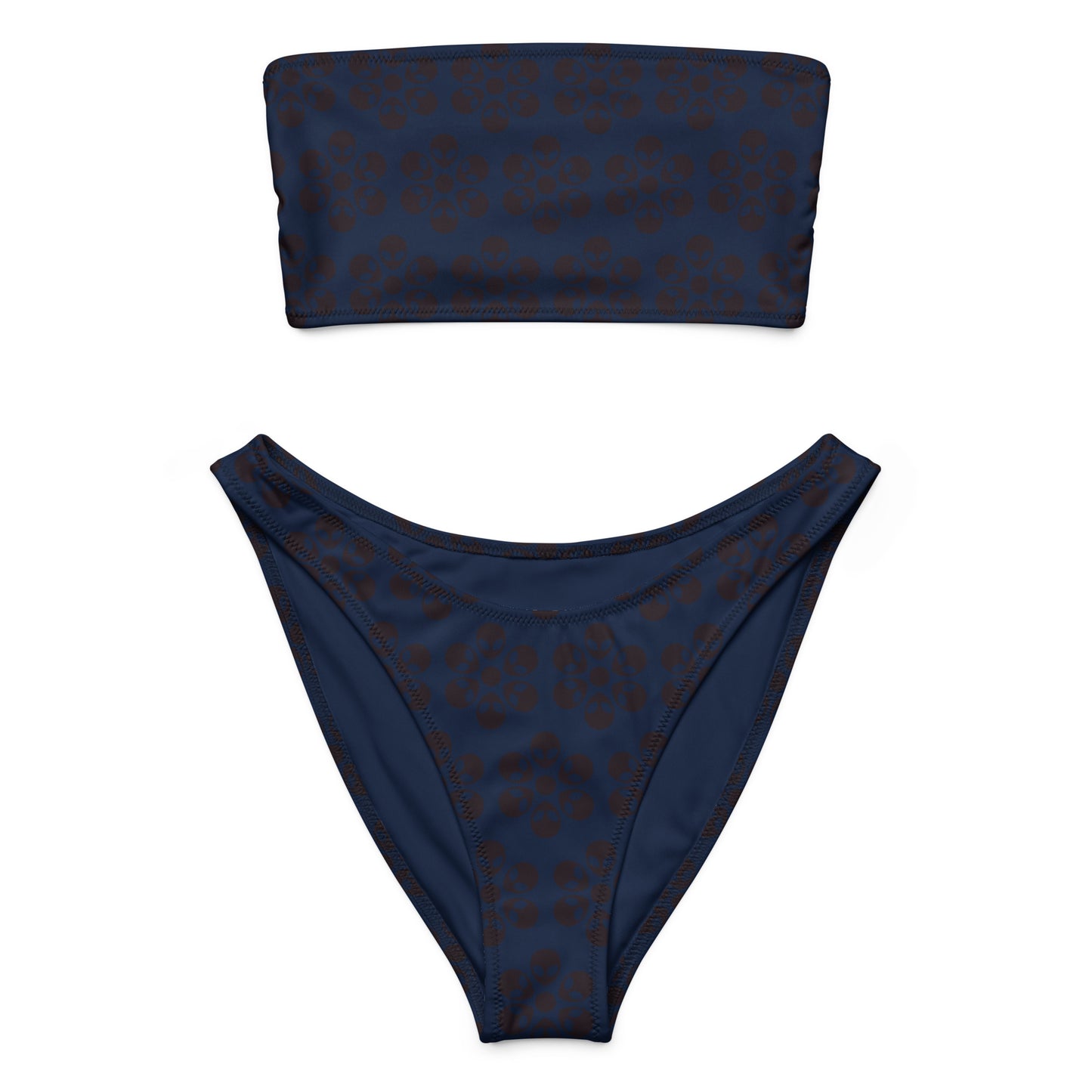 Alien Flowers - Recycled bandeau bikini - Navy.