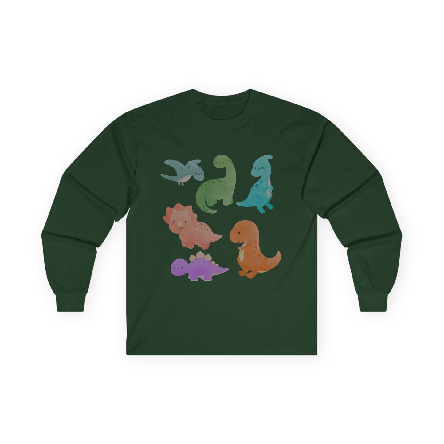 Cute Dinosaur Long Sleeve Tee, Unisex Dino Shirt, Kids and Teens Gift, Fun Casual Wear, Ideal for Birthdays, Holidays, and Everyday