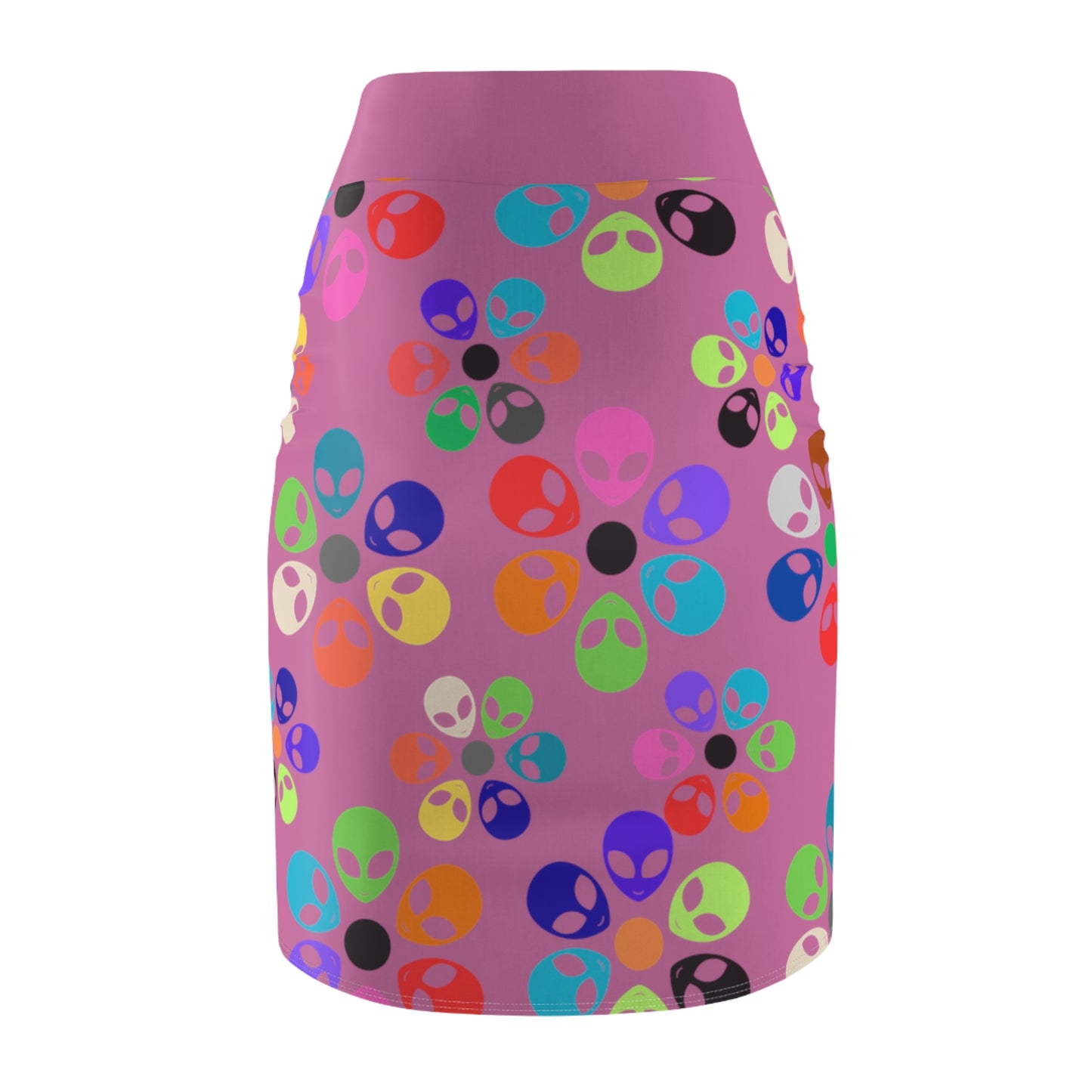 Colorful Alien Floral Womens Pencil Skirt Trendy Skirt for Spring Fashion Party Wear Festival Outfit Gift for Her Alien Rainbow Flowers Light Pink