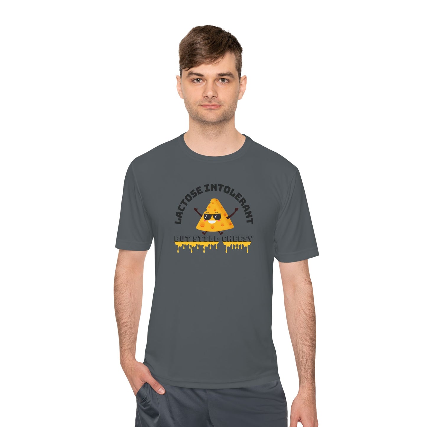 Lactose Intolerant But Still Cheesy Tee - Fun Unisex Moisture Wicking T-Shirt for Foodies, Great for Birthdays, Gifting, and Casual [...]