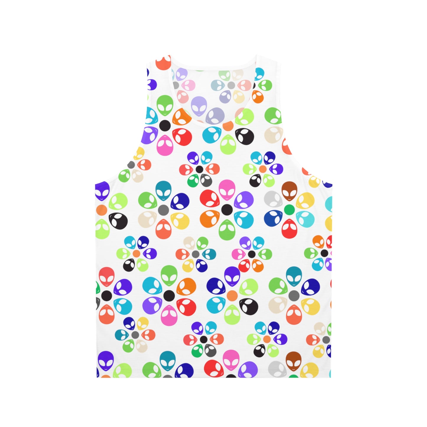 Colorful Alien Floral Unisex Tank Top Summer Top Festival Wear Gift for Geeks Casual Wear Vibrant Tank Alien Rainbow Flowers Pink