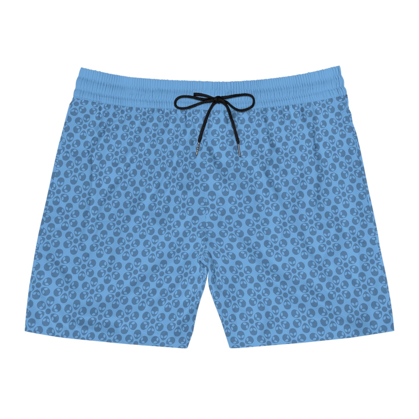 Stylish Mens MidLength Swim Shorts Beachwear Vacation Essentials Poolside Comfort Summer Outfit Trendy Swimwear Alien Flowers Light Blue