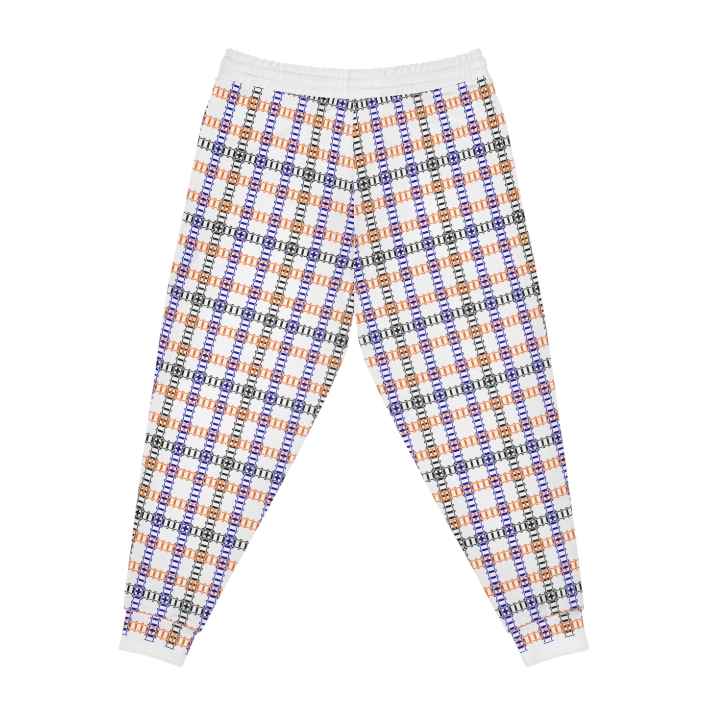 Colorful Plaid Athletic Joggers Comfortable Gym Pants Unisex Loungewear Casual Streetwear Fall Fashion Essentials Activewear Gift Train Tracks Pink