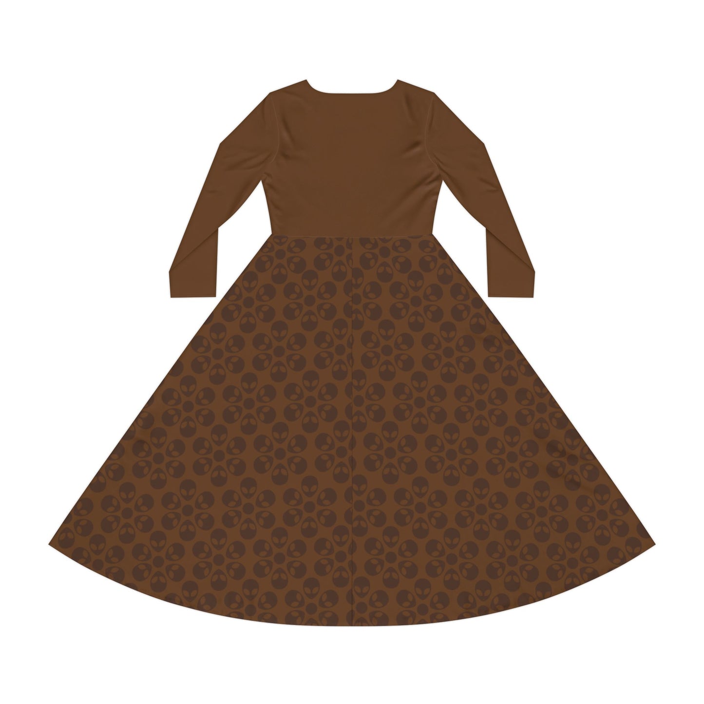 Womens Long Sleeve Dance Dress Alien Flowers Brown