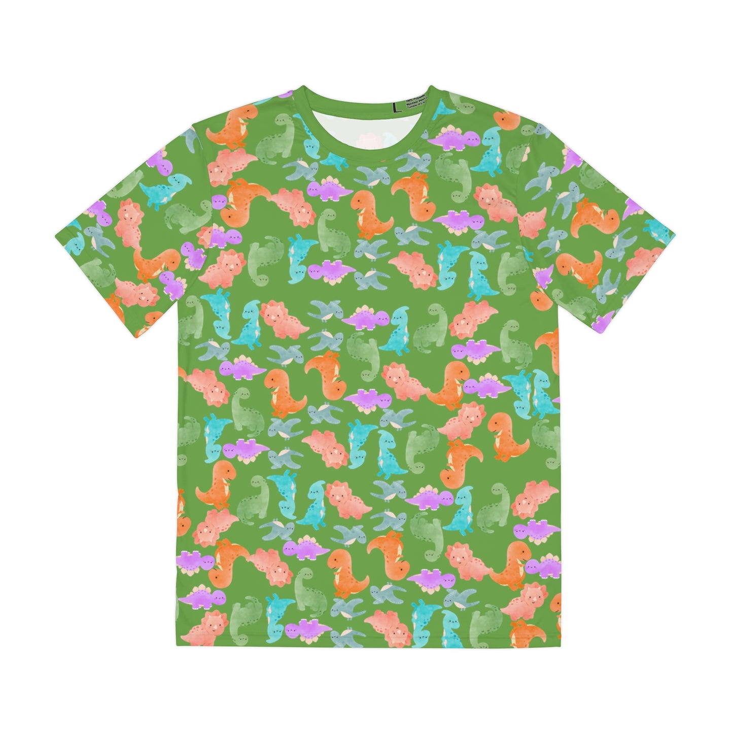Colorful Dino Tee  Fun Playful Shirt for Ocean Lovers Casual Wear Summer Outfits Beach Activities Gifts for Him Rainbow Dinos Green