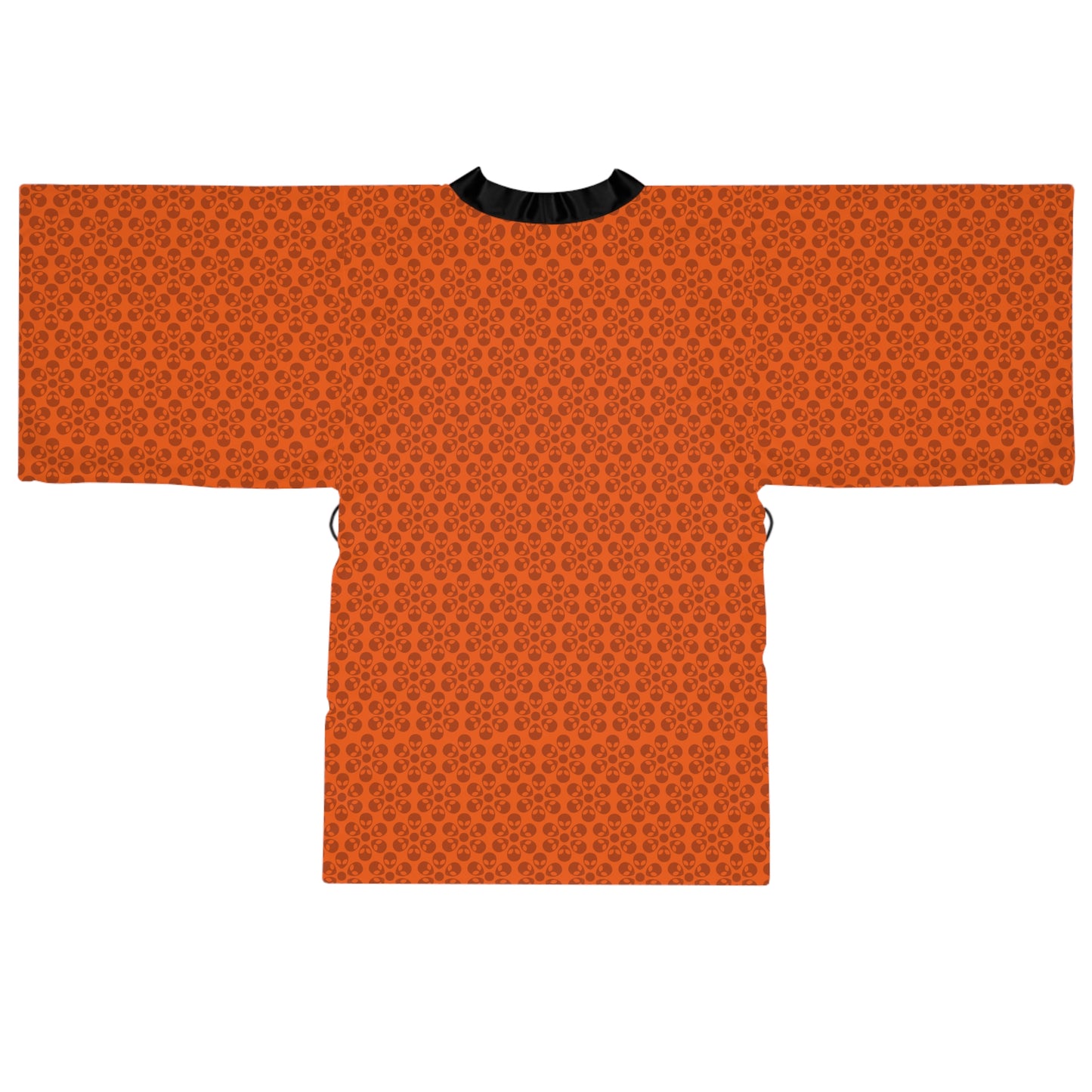 Chic Floral Long Sleeve Kimono Robe Bohemian Loungewear Relaxation Gift Spa Day Essential Cozy Home Attire Trendy Style Alien Flowers Orange