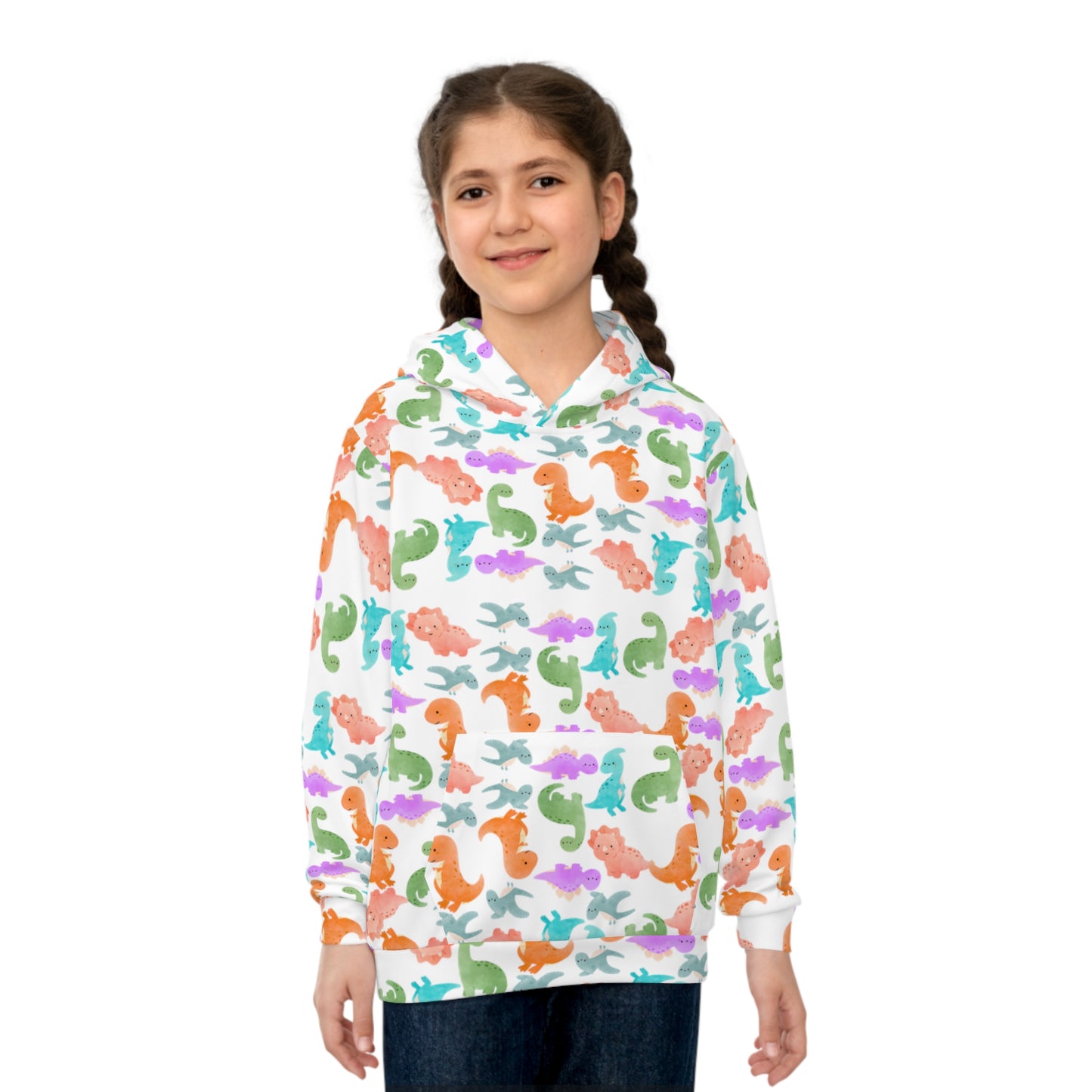 Colorful Dino Childrens Hoodie | Cozy Kidswear Beachwear Summer Adventure Birthday Gift Cute Animal Apparel Rainbow Dinos Crusta