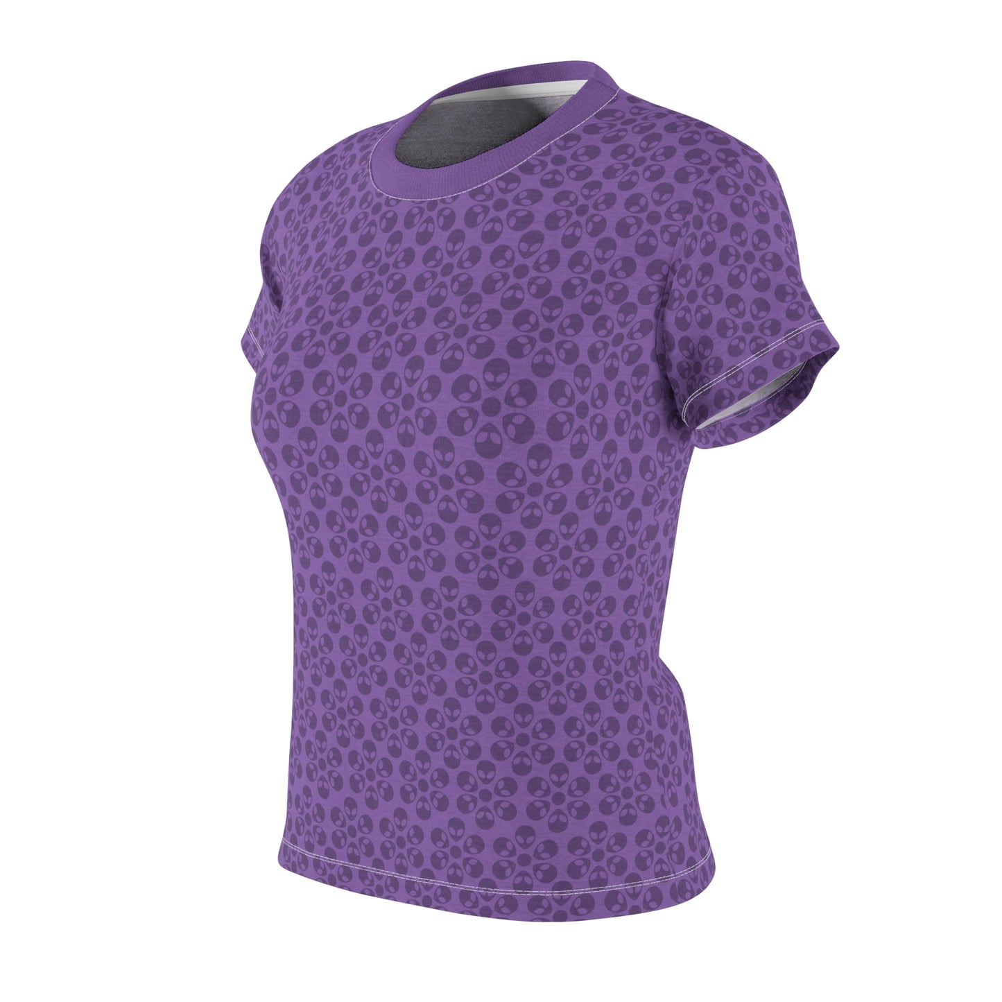 Stylish Womens Floral Tee  Casual Trendy Summer Fashion Gift for Her Short Sleeve Top Alien Flowers Light Purple