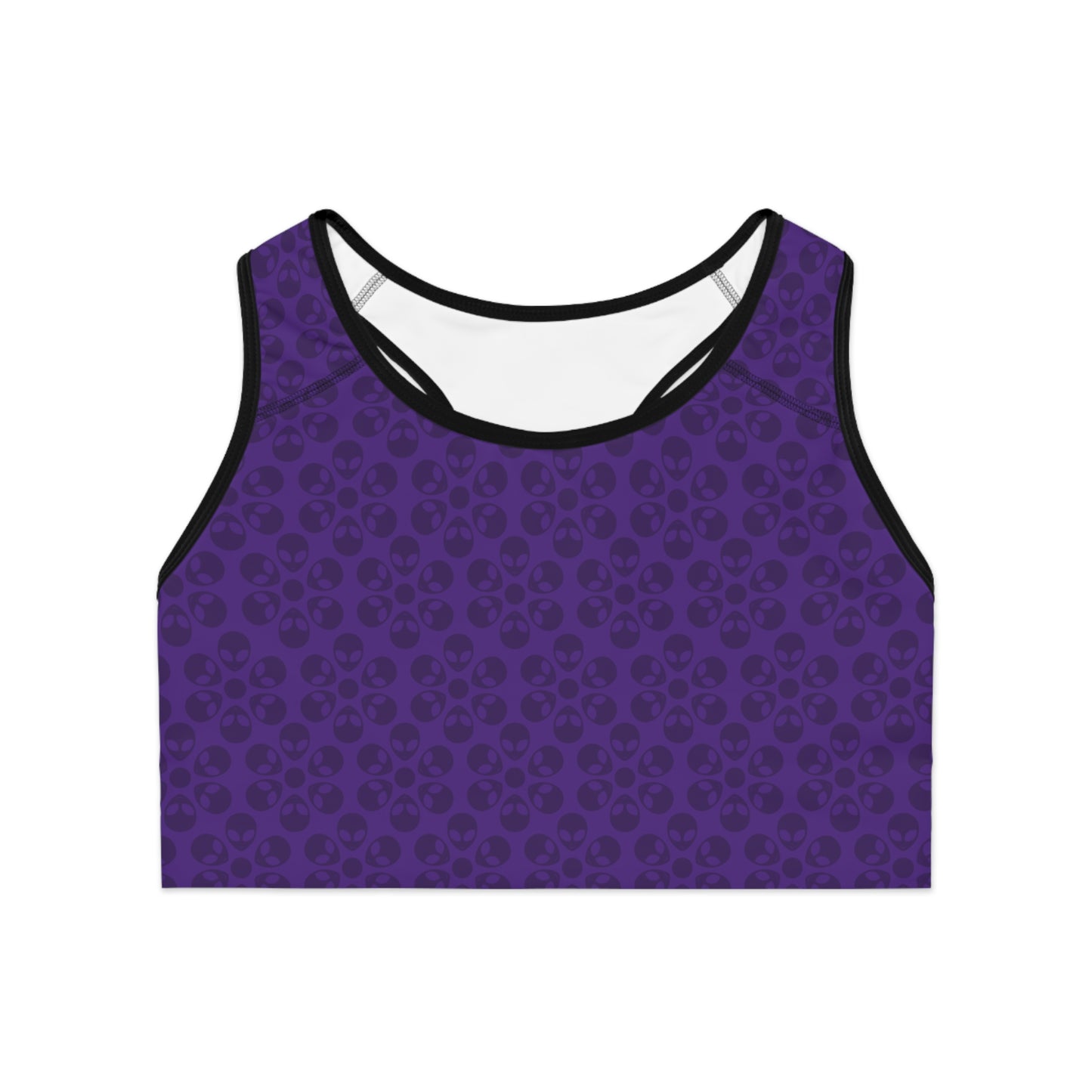 Trendy Floral Pattern Sports Bra Workout Bra for Women Fitness Gear Yoga Top Gym Wear Gift for Athletes Alien Flowers Purple