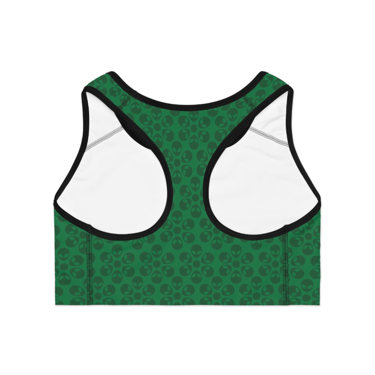 Trendy Floral Pattern Sports Bra Workout Bra for Women Fitness Gear Yoga Top Gym Wear Gift for Athletes Alien Flowers Dark Green