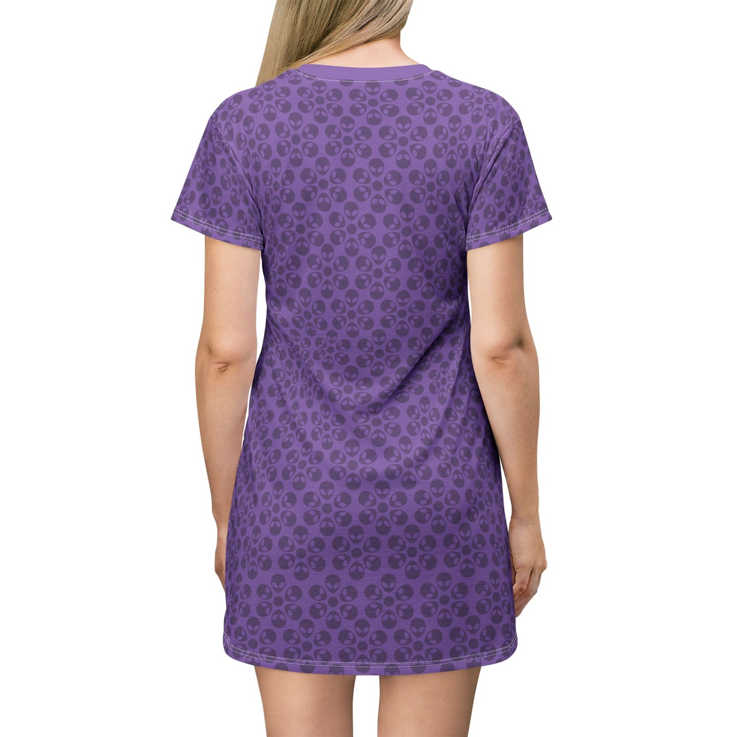 Floral Pattern TShirt Dress Casual Summer Dress Cute Dress for Women Floral Print Dress Trendy Everyday Wear Perfect for Beach Alien Flowers Light Purple