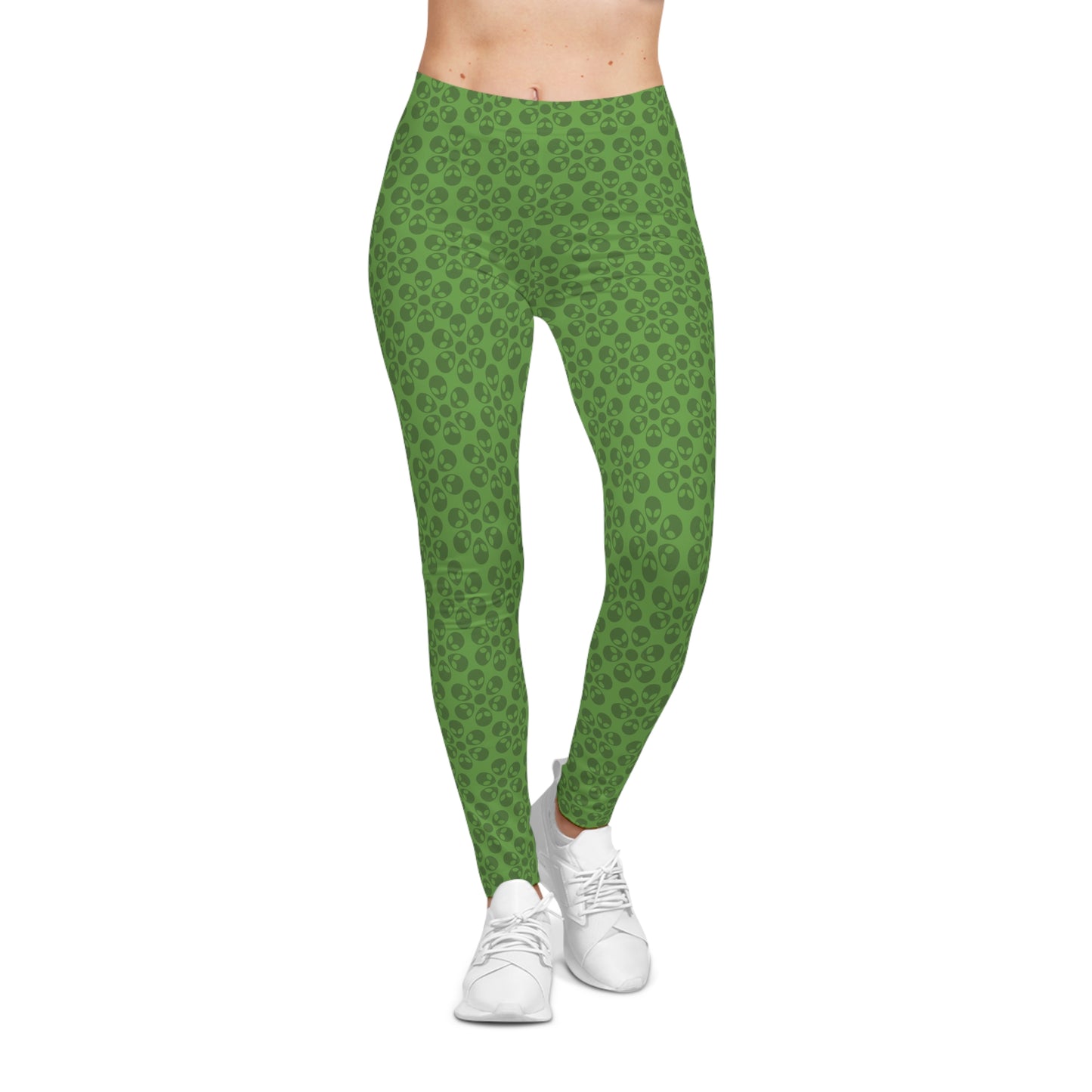 Chic Floral Leggings  Trendy Loungewear for Women Fitness Pants Yoga Wear Stylish Outfits Everyday Comfort Alien Flowers Green