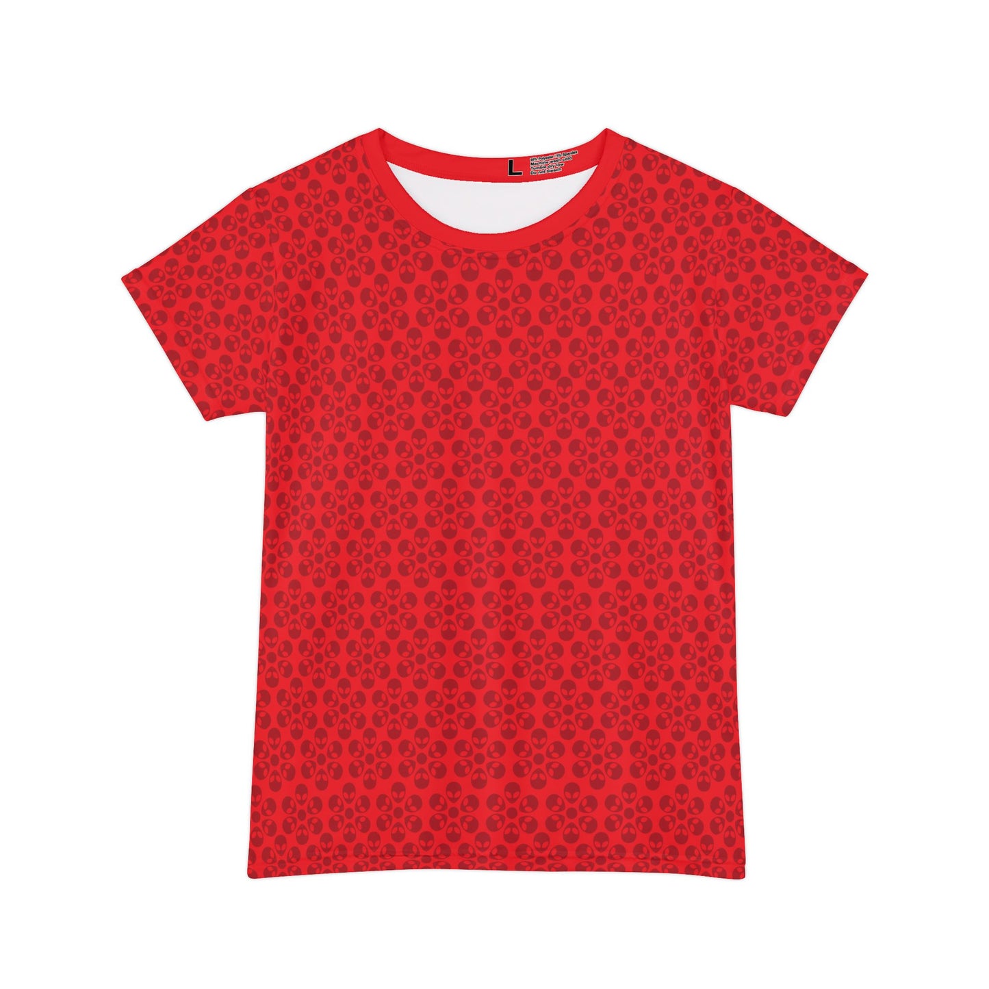 Womens Short Sleeve Shirt Alien Flowers Red