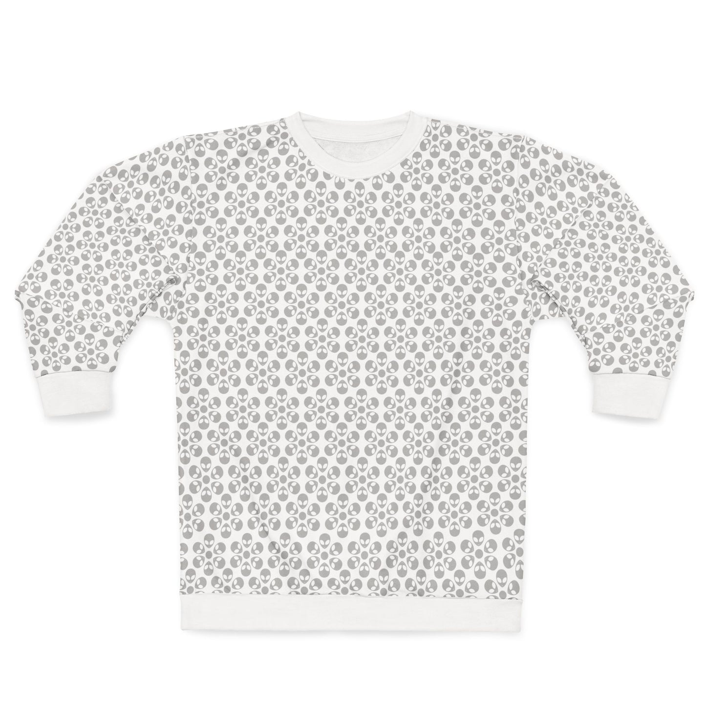 Floral Pattern Unisex Sweatshirt Cozy Gift for Her Trendy Floral Everyday Wear Perfect for Fall Unique Comfortable Lounge Wear Alien Flowers White