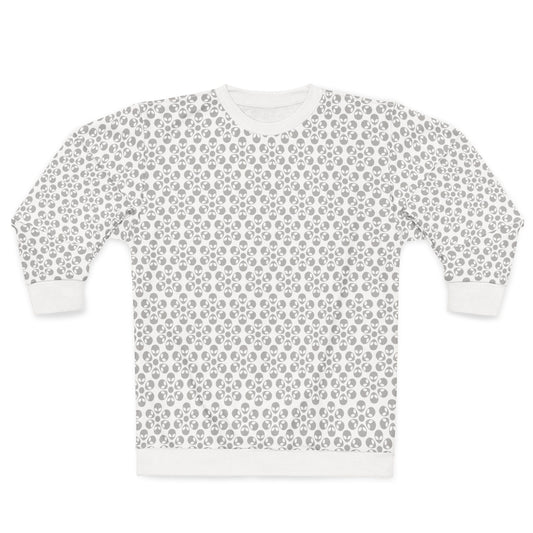 Floral Pattern Unisex Sweatshirt Cozy Gift for Her Trendy Floral Everyday Wear Perfect for Fall Unique Comfortable Lounge Wear Alien Flowers White