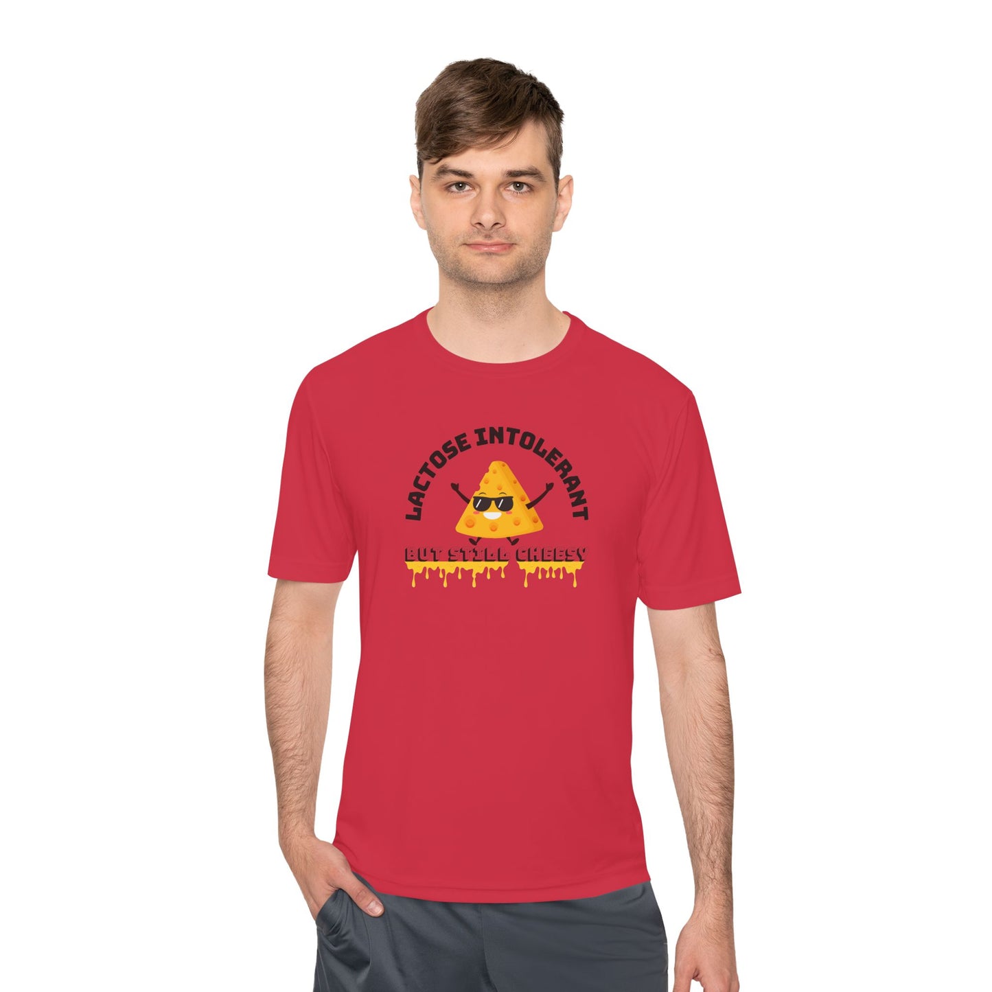 Lactose Intolerant But Still Cheesy Tee - Fun Unisex Moisture Wicking T-Shirt for Foodies, Great for Birthdays, Gifting, and Casual [...]
