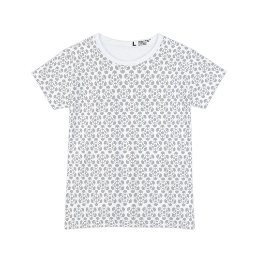 Womens Short Sleeve Shirt Alien Flowers White