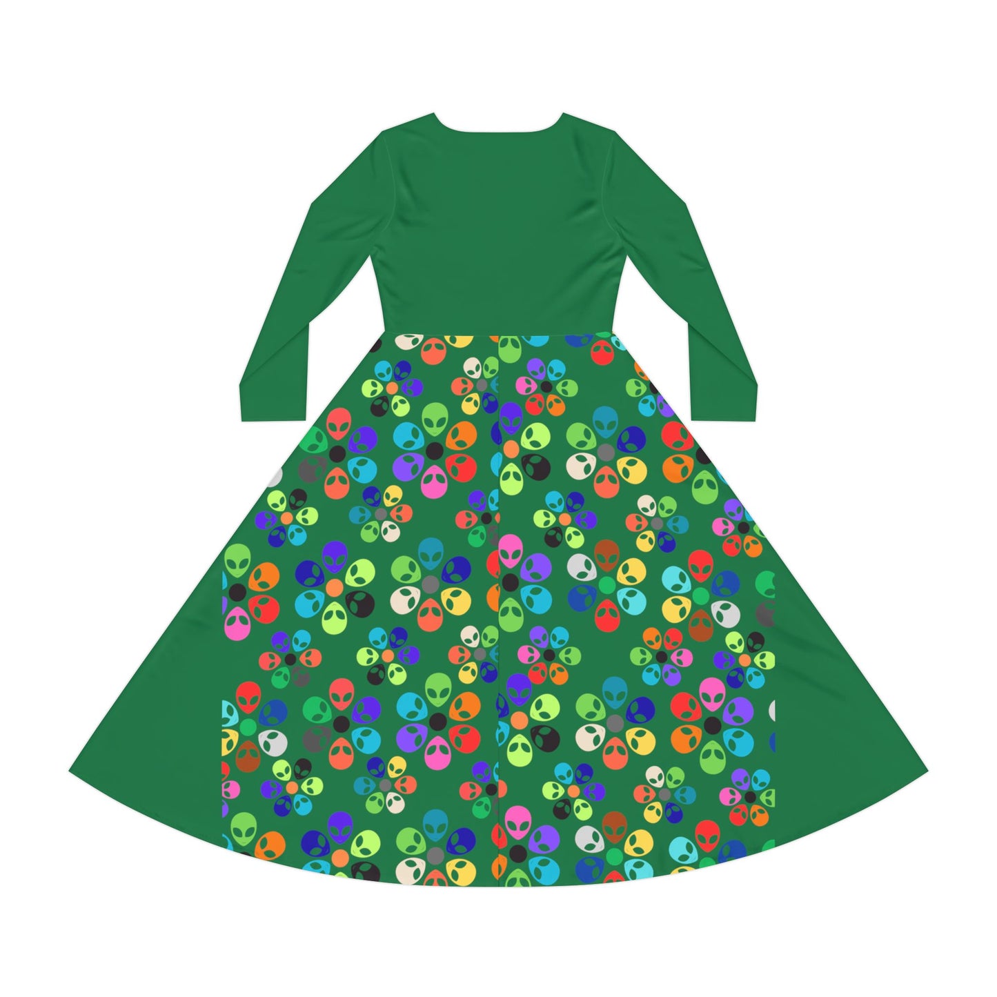 Vibrant Womens Long Sleeve Dance Dress Colorful Floral Style Perfect for Dance Parties Celebrations BohoChic Fashion Alien Rainbow Flowers Purple