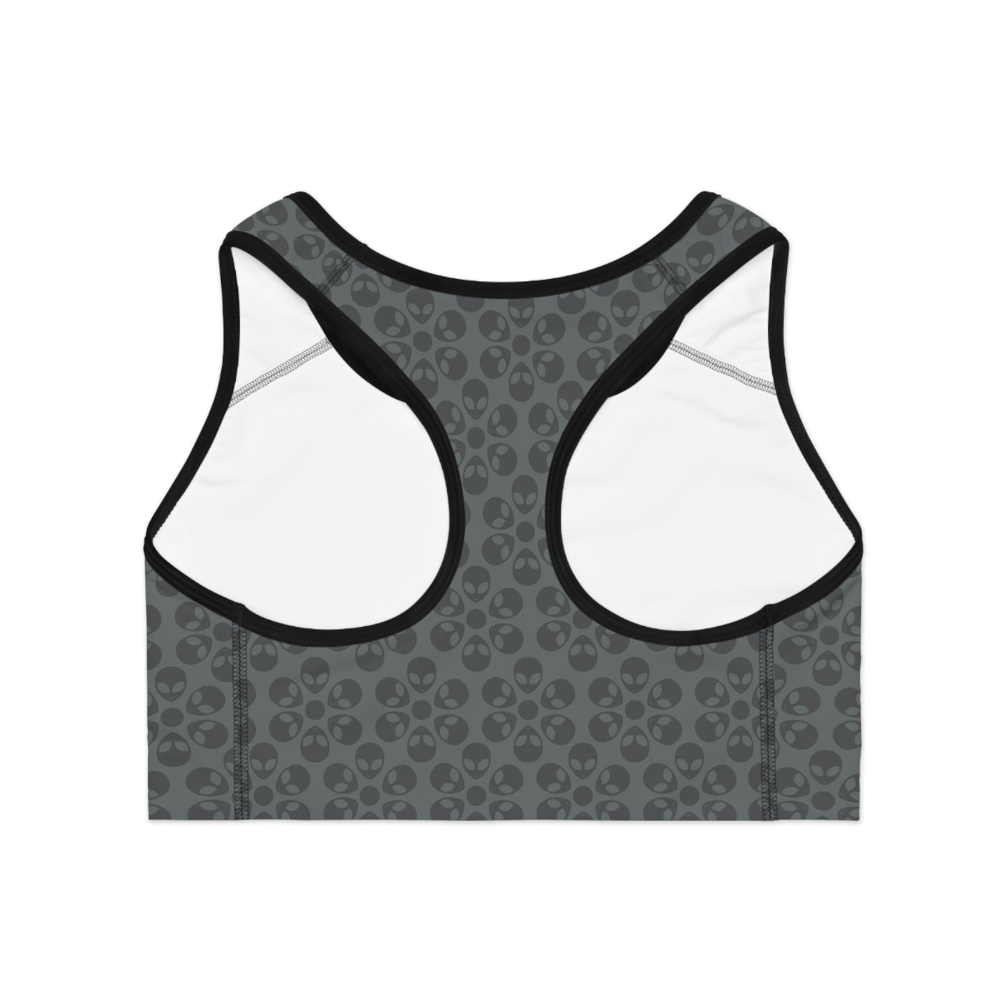 Trendy Floral Pattern Sports Bra Workout Bra for Women Fitness Gear Yoga Top Gym Wear Gift for Athletes Alien Flowers Dark Grey