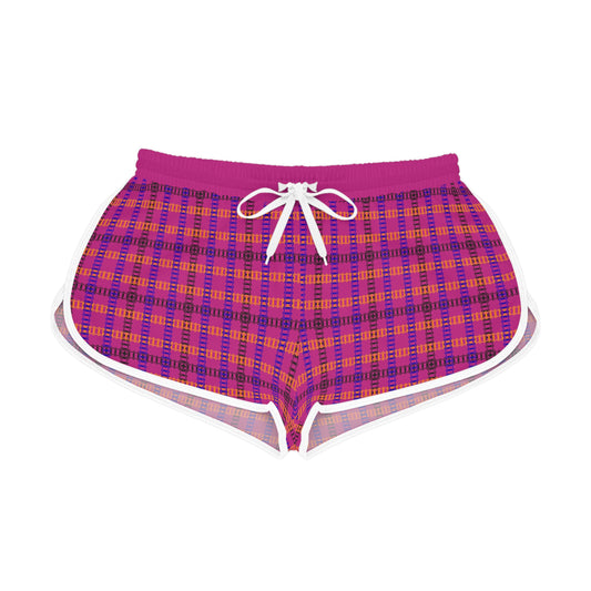 Cozy Casual Womens Shorts  Perfect for Summer Days Lounging Beach or Sleepwear AOP Plaid Design Train Tracks Pink