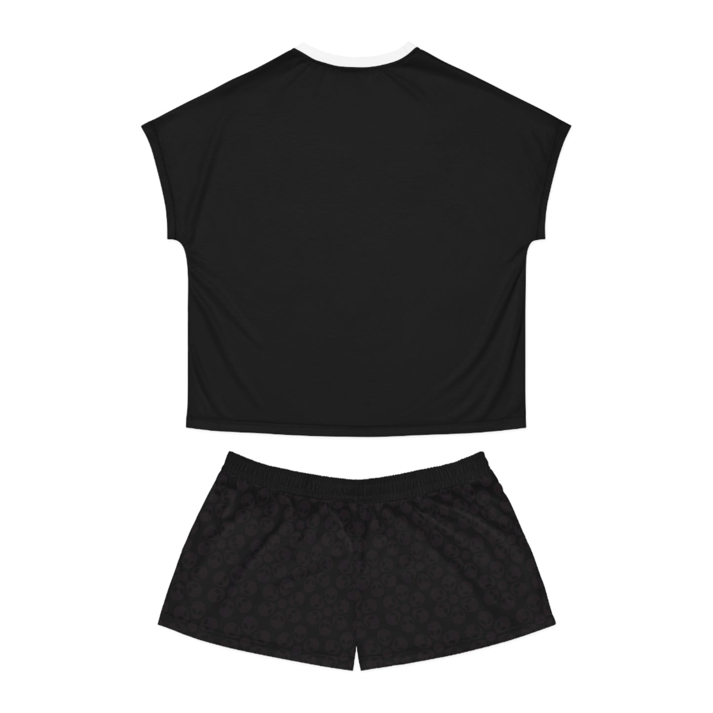 Stylish Womens Pajama Set Cozy Sleepwear AOP Floral Print Perfect for Lounging Gift for Her Summer Nights Relaxation Alien Flowers Grey