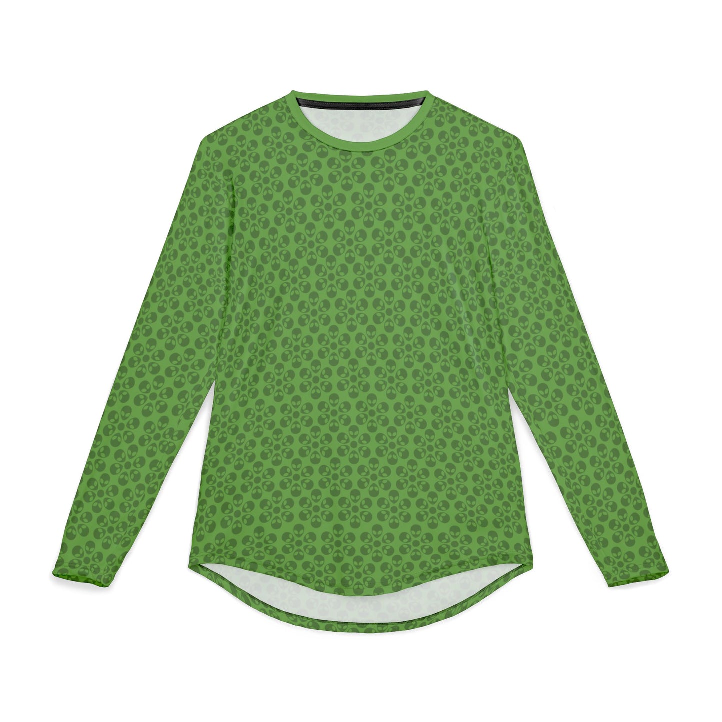 Mens UV Protection Long Sleeve Shirt  Alien Flowers Green