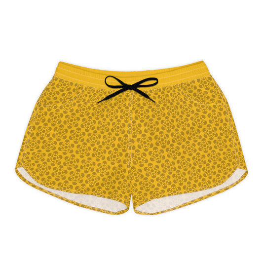 Casual Alien Print Shorts for Women Fashionable Summer Loungewear Perfect for Lounging Yoga Beach Summer Vacations Gifts Alien Flowers Yellow