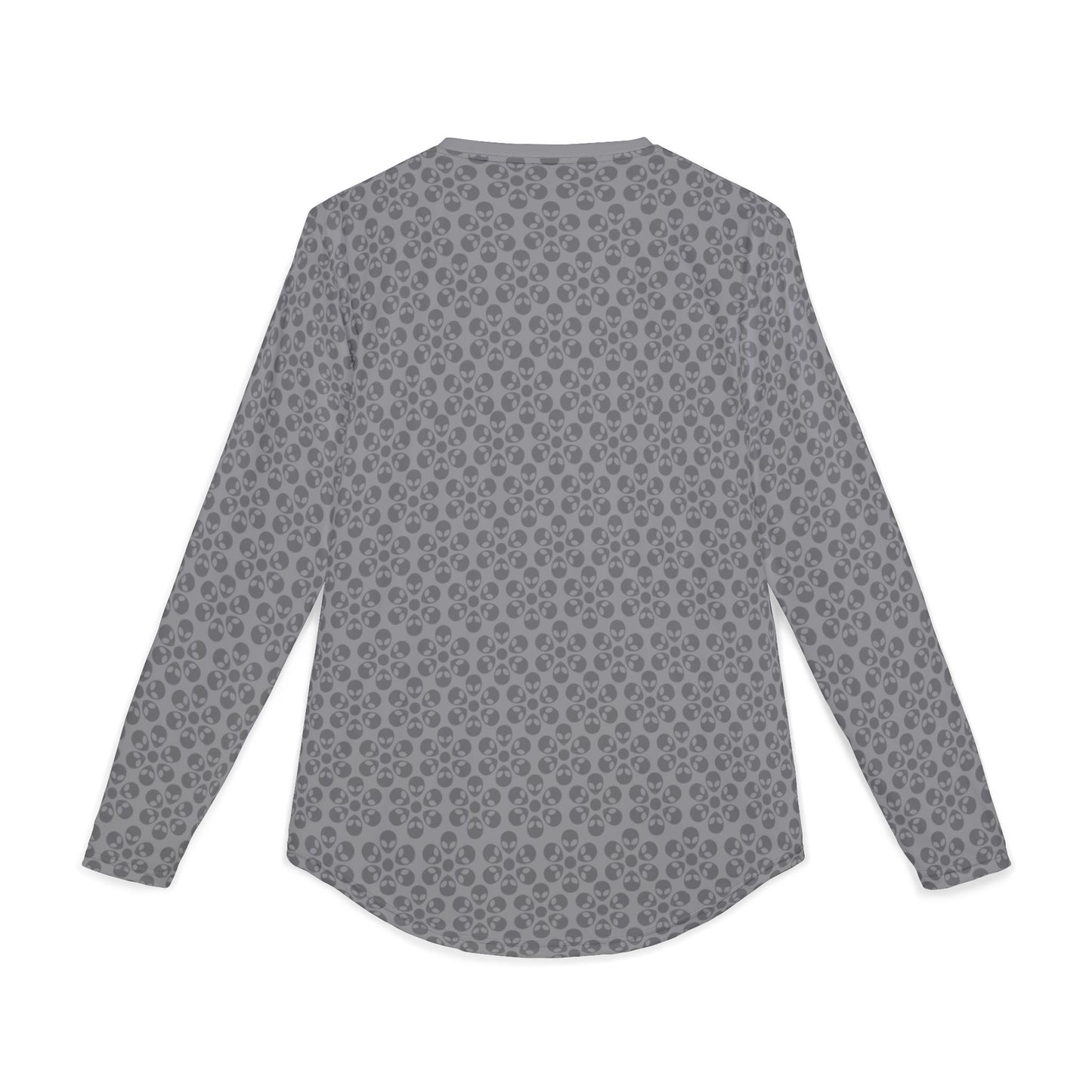 Mens UV Protection Long Sleeve Shirt  Alien Flowers Grey