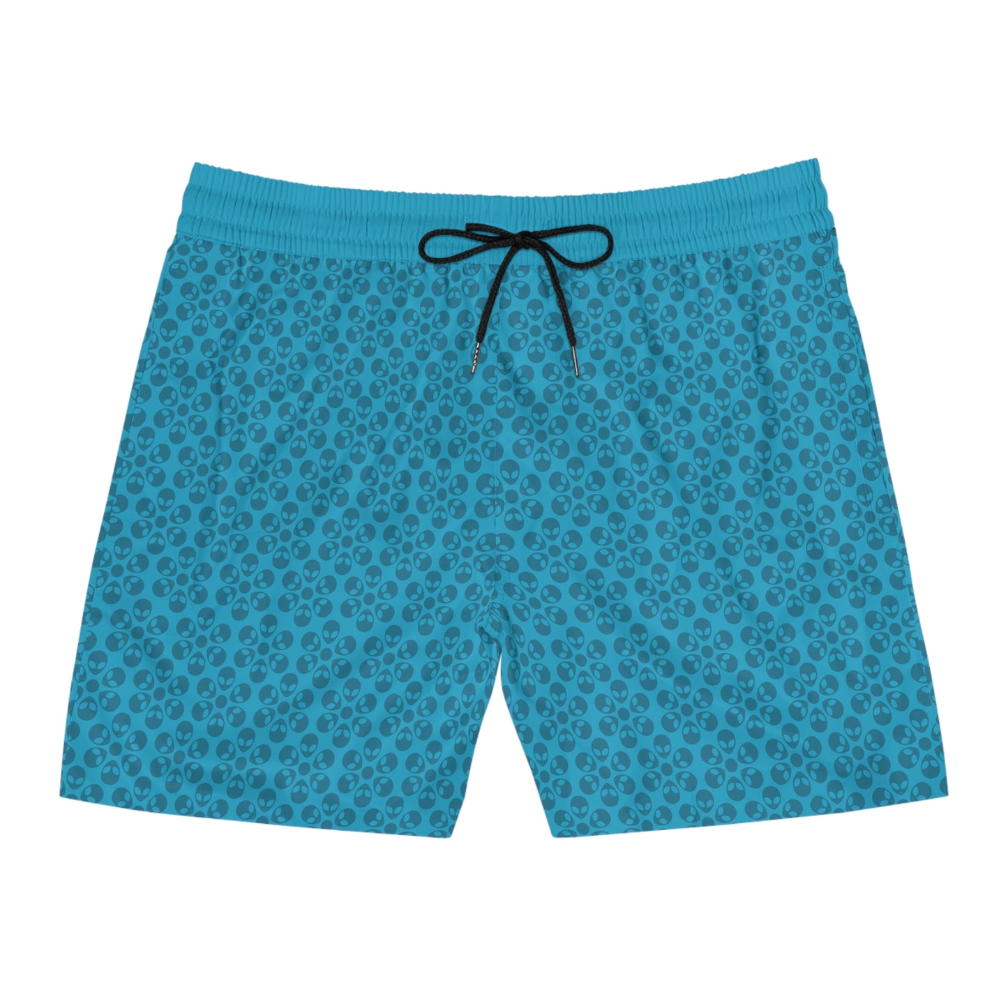 Stylish Mens MidLength Swim Shorts Beachwear Vacation Essentials Poolside Comfort Summer Outfit Trendy Swimwear Alien Flowers Turquoise