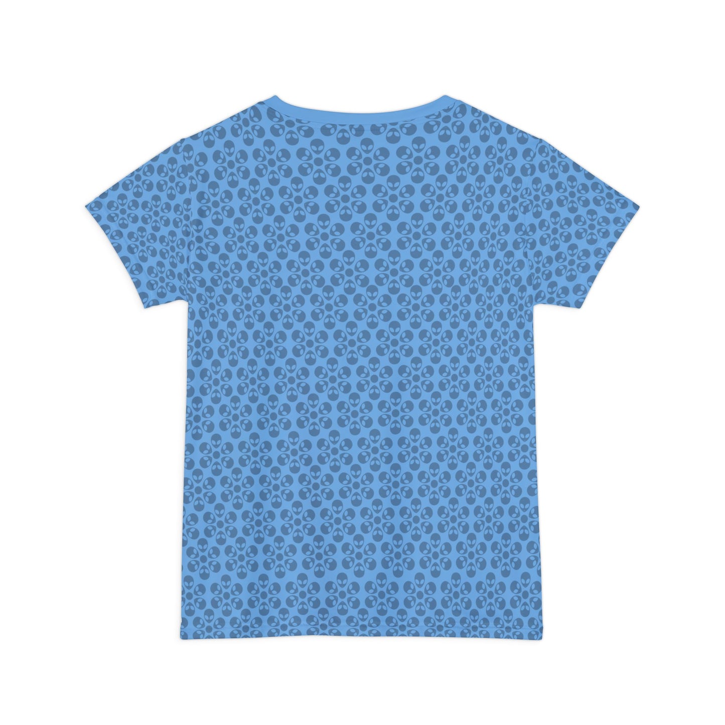 Womens Short Sleeve Shirt Alien Flowers Light Blue