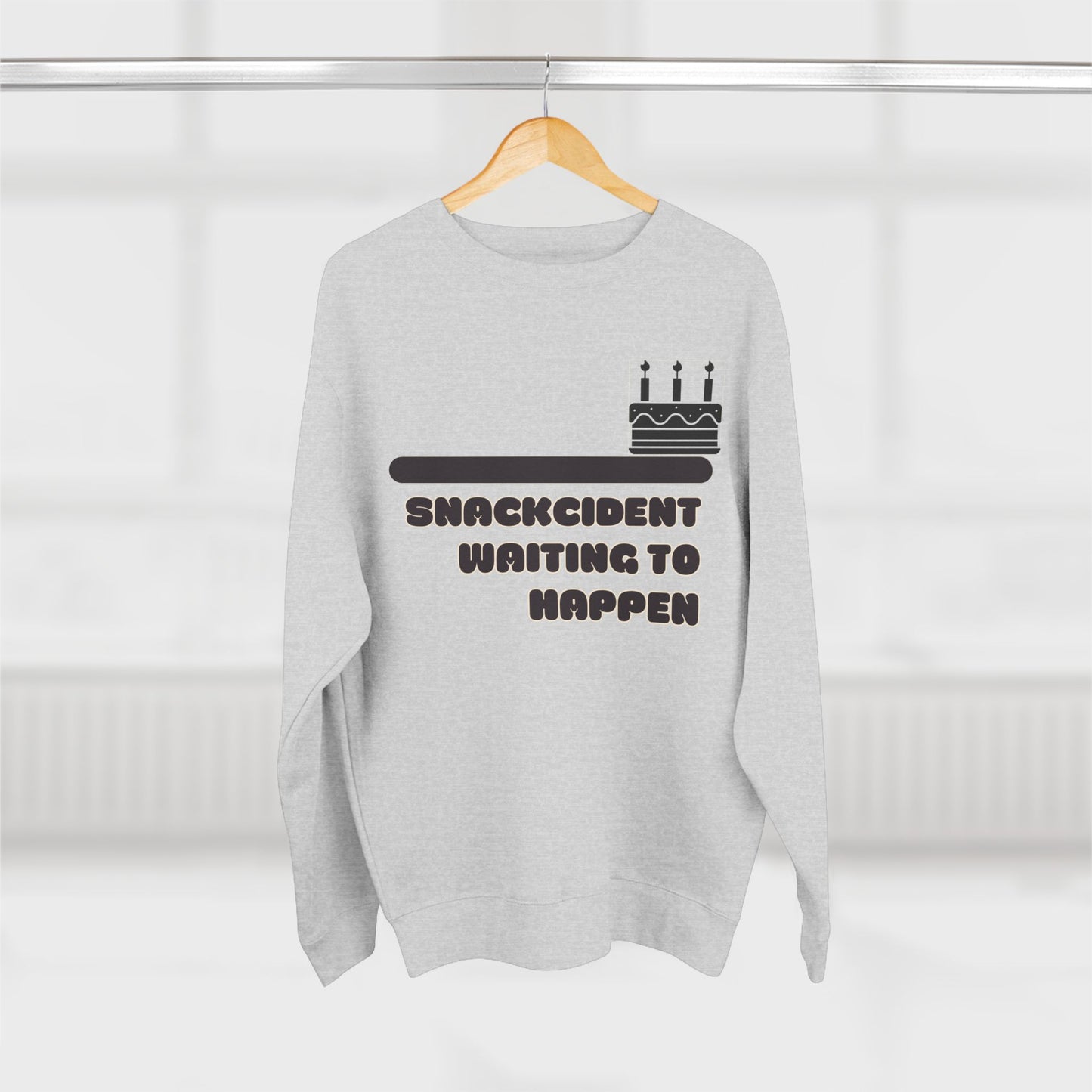Snackcident Waiting to Happen Sweatshirt, Funny Gift for Food Lovers, Cozy Gift for Birthdays, Casual Wear, Unisex Crewneck