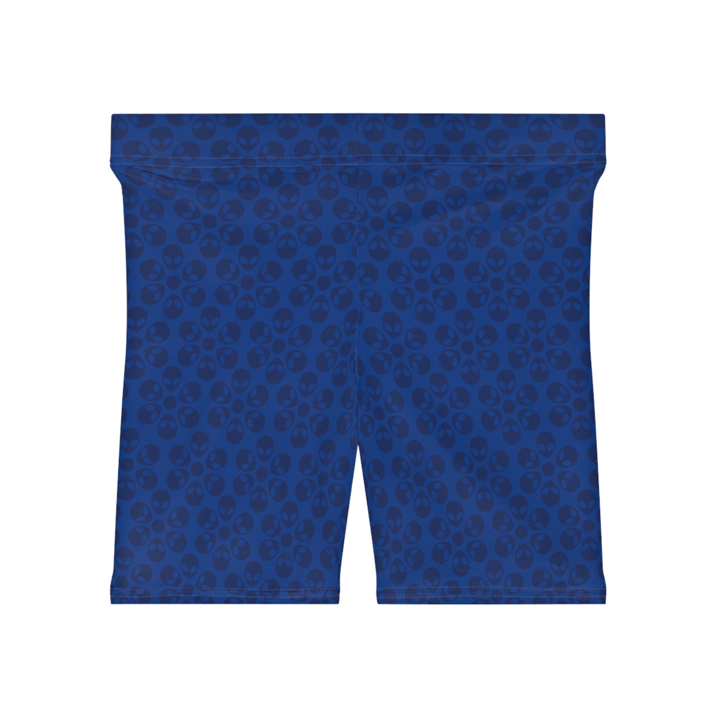 Womens Alien Pattern Biker Shorts Trendy Activewear Casual Cycling Shorts Festival Outfit Summer Essentials Alien Flowers Dark Blue