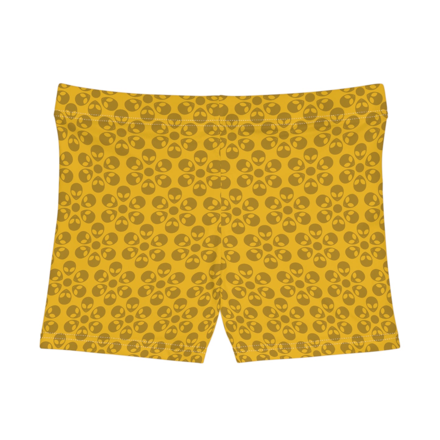 Alien Pattern Womens Shorts for Casual Summer Days Beach Wear Festival Outfit Relaxed Style Alien Flowers Yellow